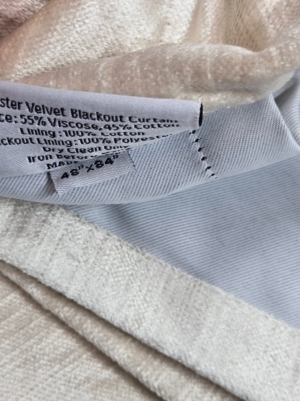 NWT QUINCE Set Of 2 48x84 Luster Velvet True Blackout Curtains Champagne 8925